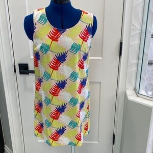 Colorful Marine Layer Leaf Print Sleeveless Dress